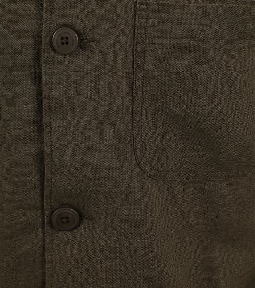 KnowledgeCotton Apparel Overshirt Linnen Donkergroen Product / Detail