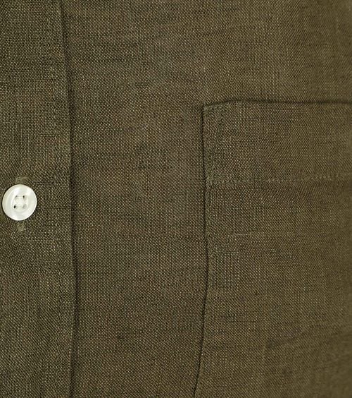 KnowledgeCotton Apparel Overhemd Linnen Olijfgroen Product / Detail