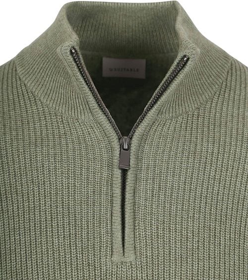 Suitable Half Zip Trui Wol Blend Groen Model / Voorkant