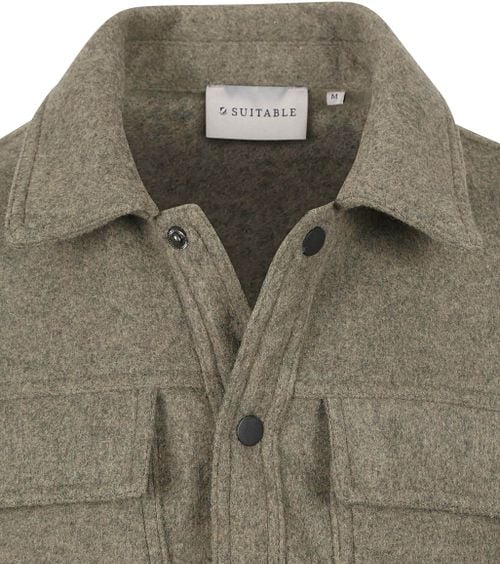 Suitable Overshirt Wool Blend Olijfgroen Product / Detail
