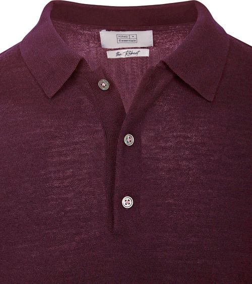 King Essentials The Robert Long Sleeve Polo Shirt Merino Burgundy Product / Detail