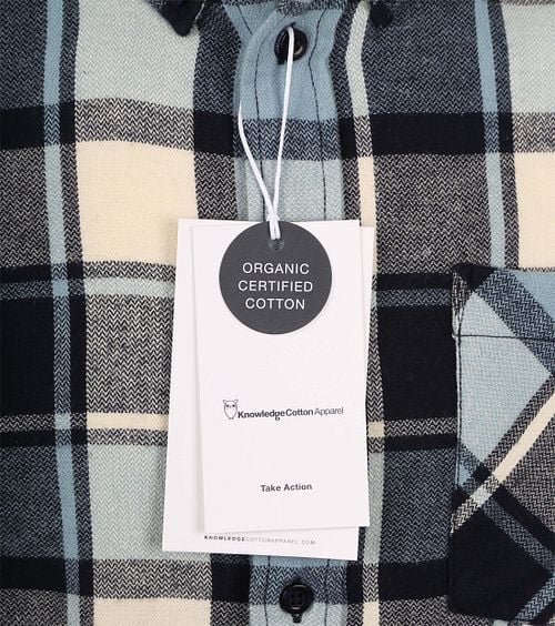 KnowledgeCotton Apparel Overhemd Lichtblauw Geruit Product / Detail