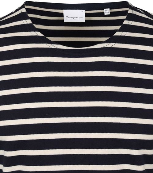 KnowledgeCotton Apparel Longsleeve T-shirt Strepen Donkerblauw Product / Detail