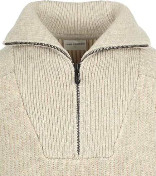 No Excess Half Zip Trui Two Coloured Melange Greige Product / Detail