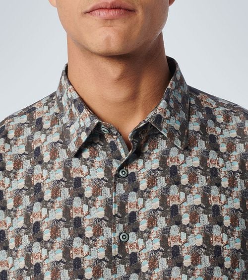No Excess Short Sleeve Shirt Print Green Model / Detail
