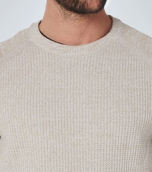 No Excess Trui Gebreid Beige Model / Detail