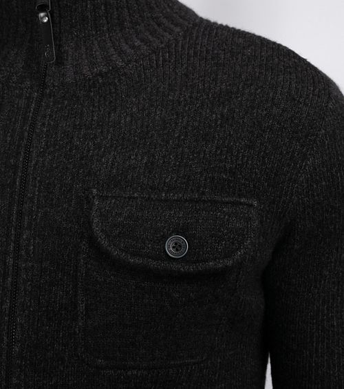 Petrol Cardigan Sitka Black Model / Detail
