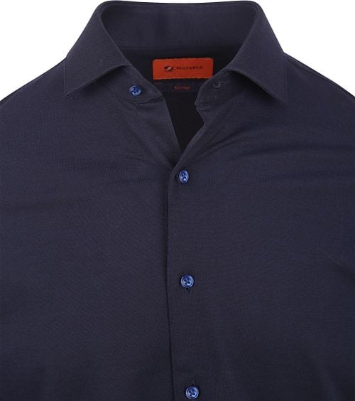 Suitable Knitted Pique Overhemd Navy Product / Detail