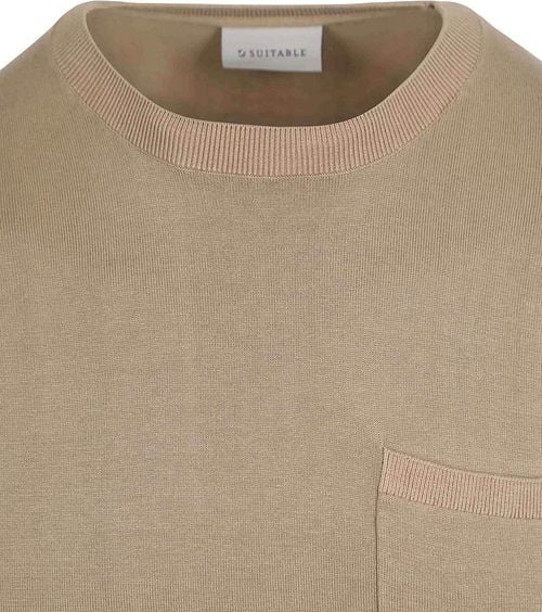 Suitable Knitted T-shirt Pocket Compact Camel Product / Detail
