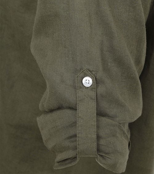 Suitable Overhemd Linnen Olijfgroen Product / Detail