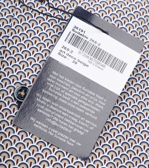 Suitable Shirt Twill Print Beige Verpakking