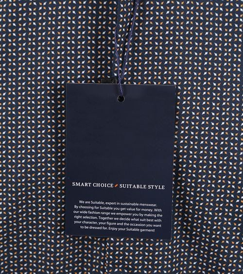 Suitable Short Sleeve Hemd Print Navy Product / Detail