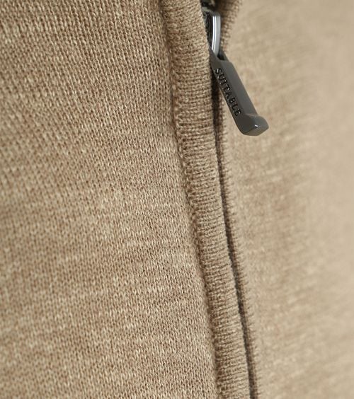 Suitable Slub Yarn Half Zip Trui Beige Product / Detail