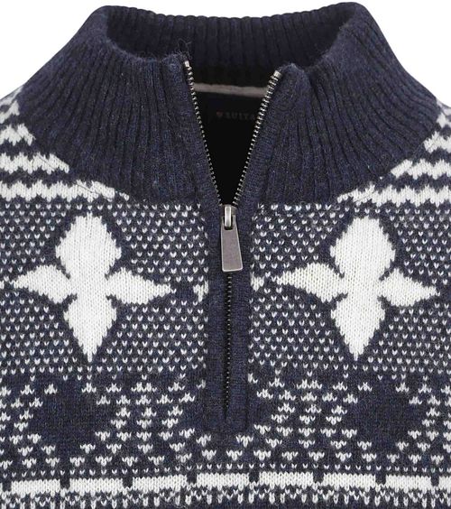 Suitable Odde Half Zip Pullover Wool Blend Navy Product / Detail
