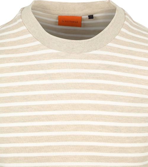 Suitable T-shirt Isaac Stripe Piqué Pebble Product / Detail