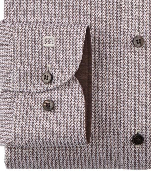 OLYMP Overhemd Level 5 24/Seven Pied de Poule Bruin Product / Detail