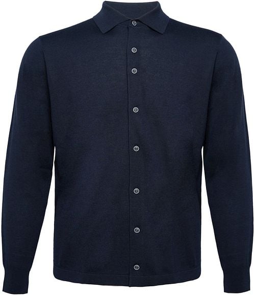 R2 Amsterdam Knitted Pull Shirt Merino Navy Product