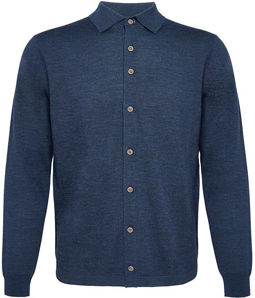 R2 Amsterdam Knitted Pull Shirt Merino Donkerblauw Product