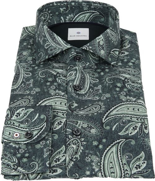 Blue Industry Overhemd Paisley Groen Product
