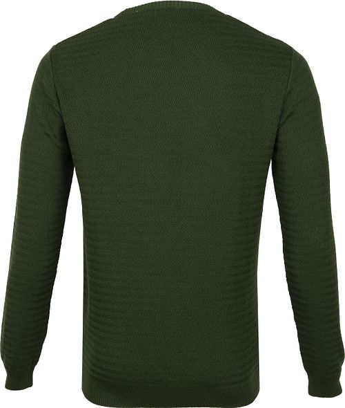 KnowledgeCotton Apparel Trui Waves Donkergroen Product / Achterkant