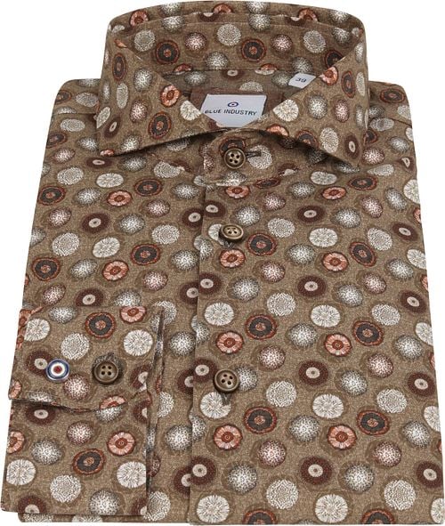 Blue Industry Overhemd Print Camel Bruin Product / Detail