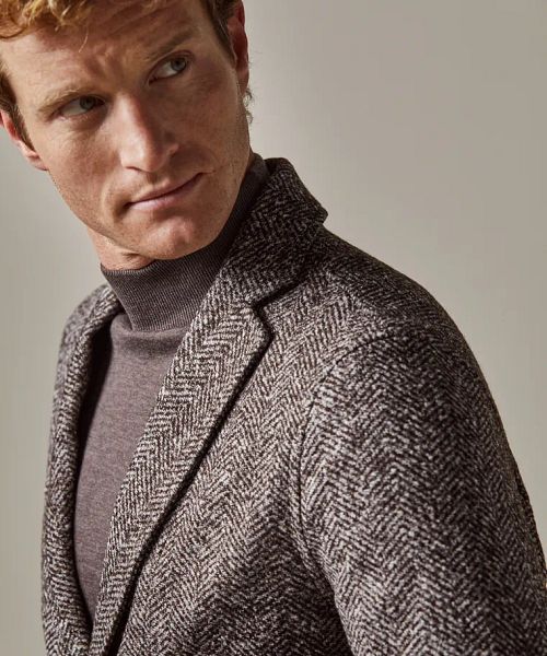 Profuomo Blazer Wool Brown Melange Model / Voorkant