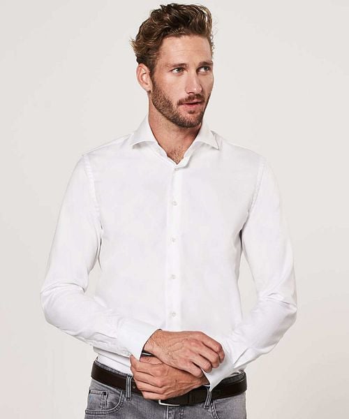Profuomo Shirt White Blue Accent Model / Voorkant