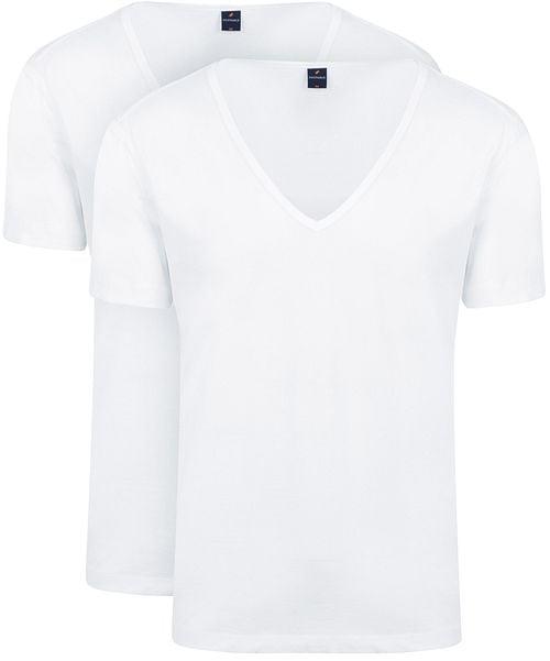 Suitable Vitaru T-Shirt Tiefer V-Ausschnitt Weiß 2-Pack Product