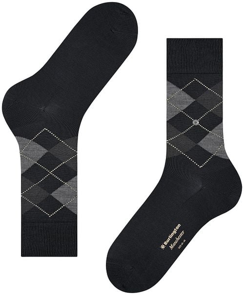 Burlington Manchester Socks Checkered Black 3000 Product