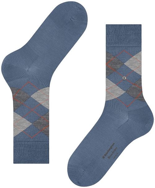 Burlington Manchester Socks Checkered Blue 6274 Product