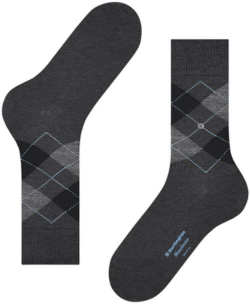 Burlington Manchester Socken Kariert Anthrazit 3095 Product