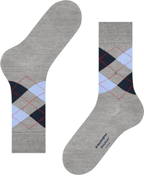 Burlington Manchester Socken Kariert Grau 3615 Product / Detail