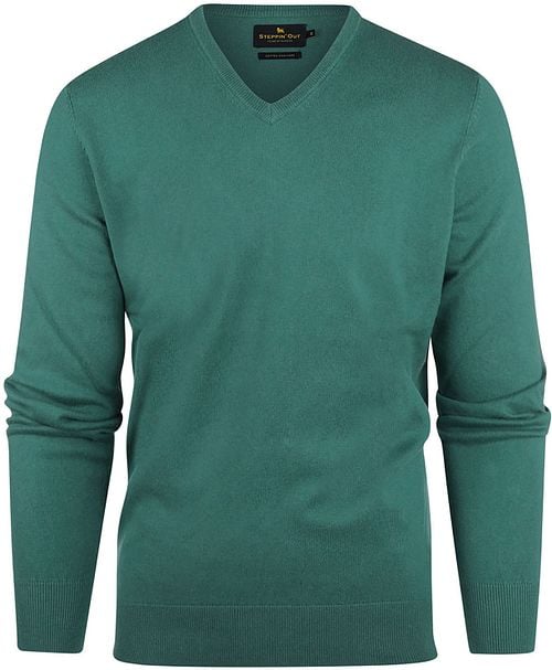 Steppin' Out Pullover Cotton Cashmere V-Neck Medium Green Product