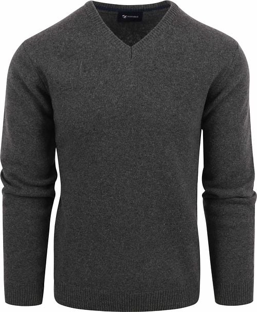 Suitable Lambswool Pullover V-Neck Dark Grey Product