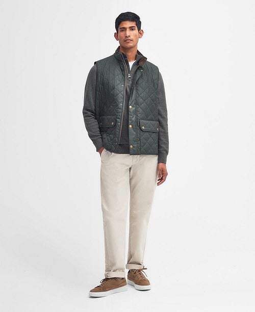 Barbour New Lowerdale Gilet Sage Green Model / Voorkant