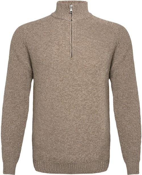R2 Half Zip Heavyknit Pullover Merino Wool Light Brown Product