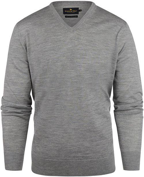 Steppin' Out Pull Col-V Laine Merino Melange Gris Product
