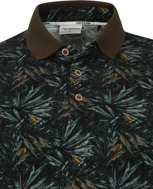 No Excess Polo Shirt Pique Printed Dark Green Product / Detail
