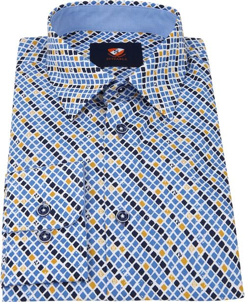 Suitable Overhemd Ruit Blauw Geel Product