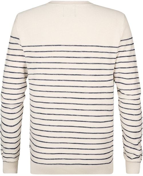 Petrol Sweater Palm Stripe Ecru Product / Achterkant