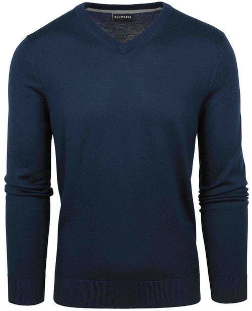 Pullover à col en V Suitable Merino Navy Product
