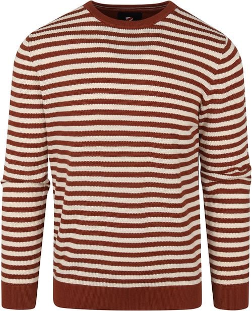 Suitable Pullover O-Neck Brown Stripe Product