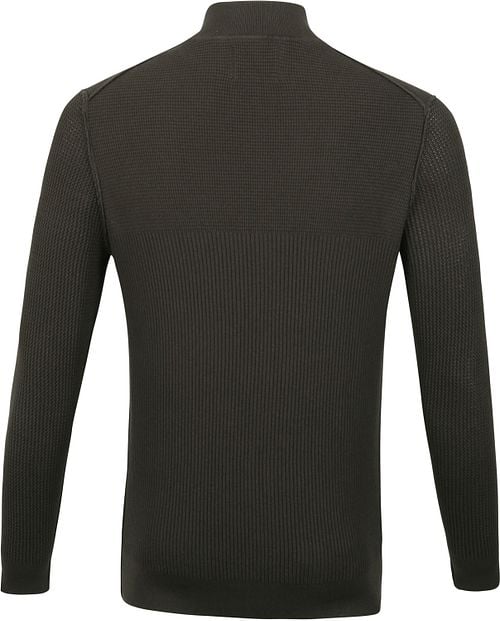 Suitable George Pullover Half Zip Donkergroen Product / Achterkant