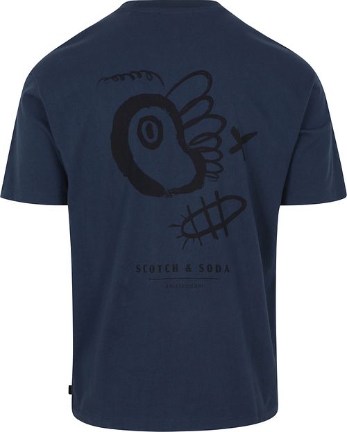 Scotch And Soda T-Shirt Navy Print Product / Achterkant