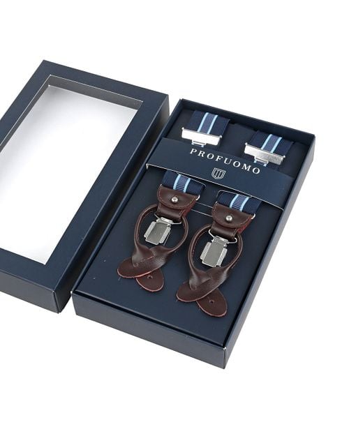 Profuomo Suspenders Navy-Lightblue Verpakking
