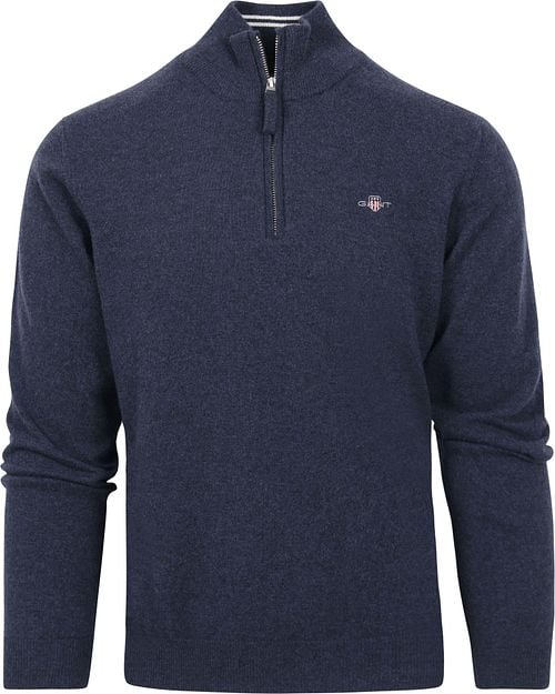 Gant Halfzip Wool Sweater Logo Melange Navy Product
