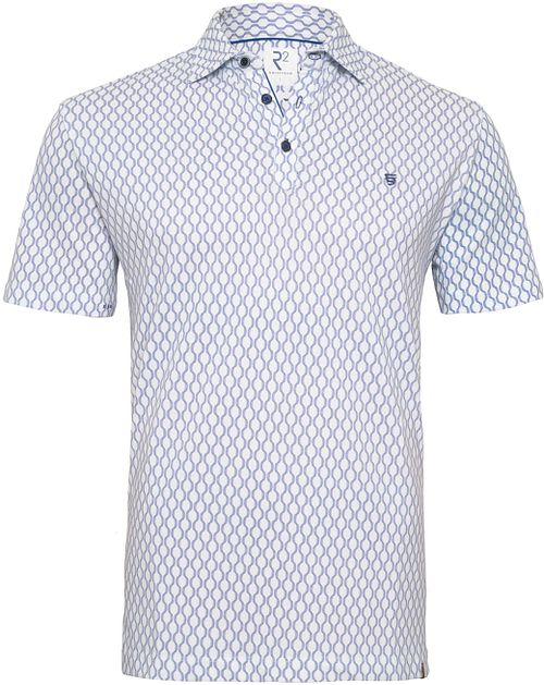 R2 Amsterdam Piqué Polo Shirt Wheel Track Print Blue Product