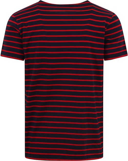 Armor-Lux Hoëdic T-Shirt Strepen Navy Rood Product / Achterkant