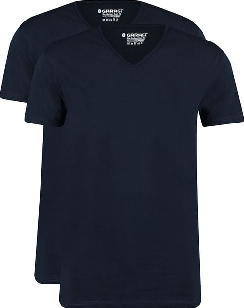 Garage 2-Pack Basic T-shirt Bio V-Neck Donkerblauw Product