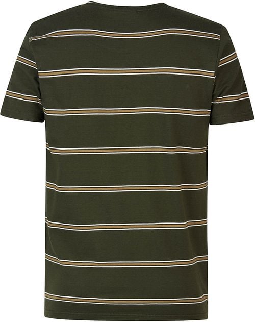 Petrol T-Shirt Rugby Gestreift Dunkelgrün Product / Achterkant